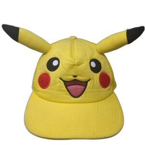 Pokémon Trucker Hat Yellow OS Pikachu 3D Ears Snapback Mesh Adjustable Cap